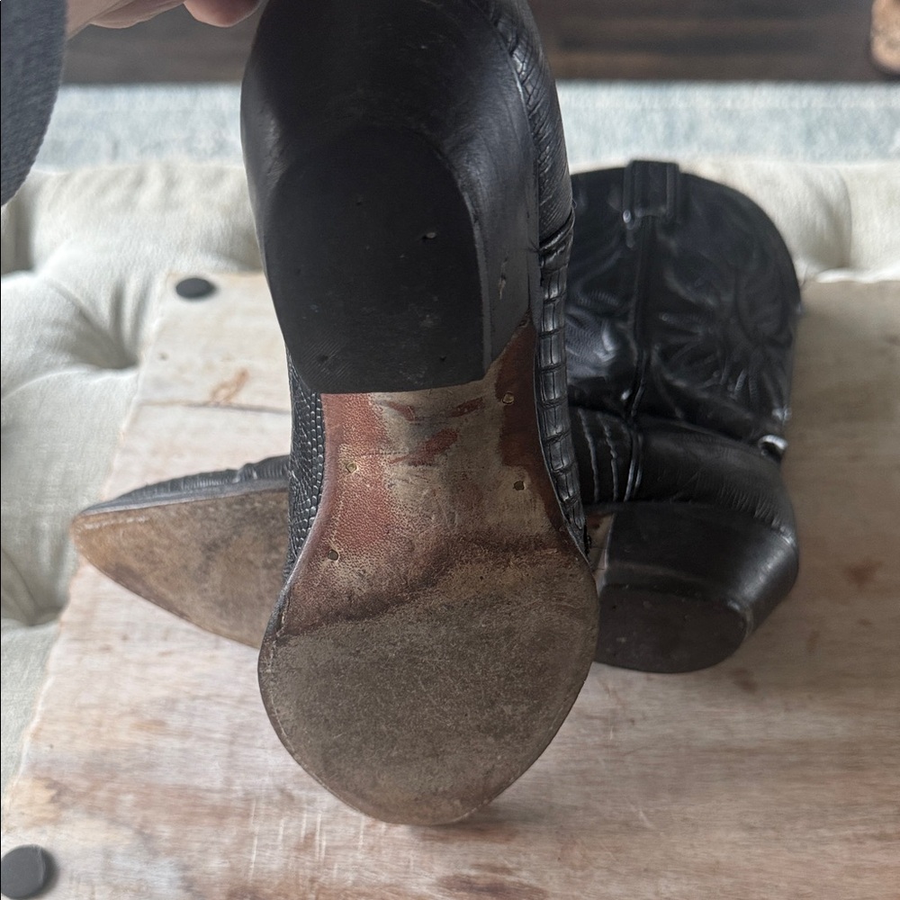 Tony Lama Lizard Black Leather Cowboy Boots Women’s 6 - Picture 6 of 6